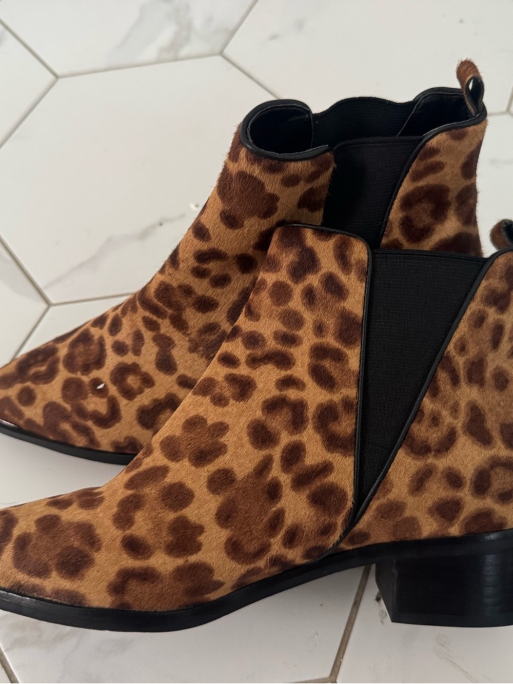 Marc Fisher Leopard Print Chelsea Bootie in Brown and Black - Picture 8 of 10